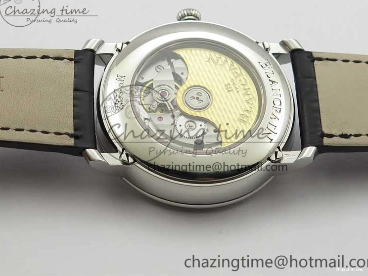 0311 MultiPurpose Villeret 6654 SS Complicated Function OMF 1:1 Best Edition White Dial on Black Leather Strap A6654 V 7901